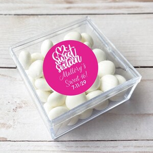 Sweet Sixteen Favors, 10 pcs Sweet Sixteen Personalized Square Acrylic Boxes - 16th Birthday Clear Favor Boxes MAE66/BLND/JOSEF