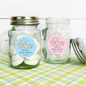 Oh Baby Favors Set of 12 Baby Shower Personalized Mini Mason Jar with Stickers Favors -Baby Shower Bottle Jar Favors  MAE3 Baby Favors