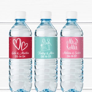 Set of 15 Wedding Personalized Water Bottle Labels, Wedding Bridal Shower Party Favors MAE68
