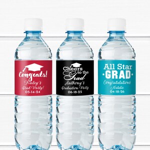 Set of 15 Graduation Personalized Water Bottle Labels, Graduation Party Favors MA61