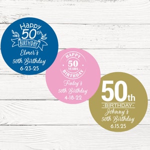 50th Birthday Stickers: Personalized Party Favors, Set of 24