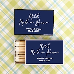 Wedding BULK Matches Set of 50,  Match Made In Heaven Personalized Matches, Matchboxes Wedding Party Favors, Celebration Matches MAE81218C