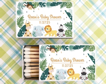 Baby Shower BULK Matches Set of 50, Safari Personalized Matches, Matchboxes Baby Shower Party Favors, MAE95