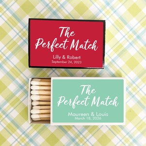 Wedding BULK Matches Set of 50, The Perfect Match Personalized Matches, Matchboxes Wedding Party Favors, Celebration Matches MAE129