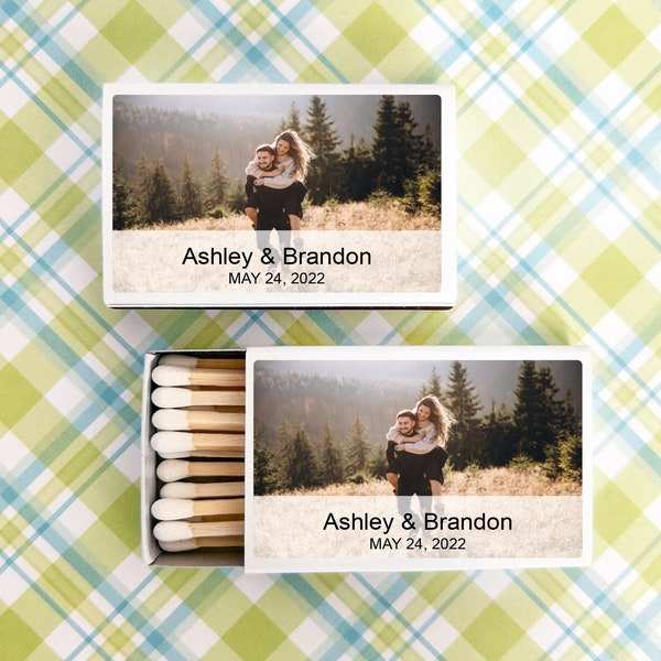 50 pieces Photo Memories Matchbox Personalized with Stickers, Personalized Wedding Bridal Shower Baby Shower Birthday Party Favors MAE81256N