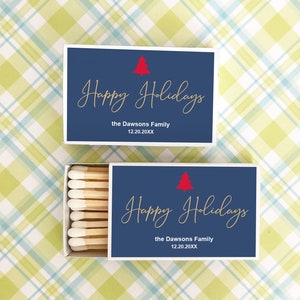 50 pcs Happy Holidays Christmas Tree Personalized Matches Matchbox Favors Christmas Holiday Matches Matchboxes Party Favors MAE114Q