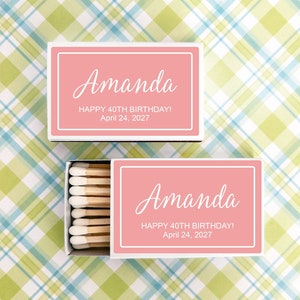 Birthday Matches Set of 50, Birthday Personalized Labels with Matchboxes Favors, Birthday Favors MAE831-J