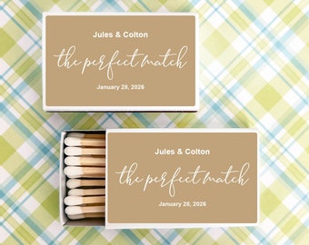Wedding BULK Matches Set of 50, The Perfect Match Matchbox Personalized with Stickers, MAE81218B, Wedding Matches Party Favors