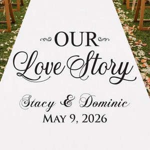 Custom Our Love Story Personalized Wedding Aisle Runner -ENTR/MAE311-T   - Plain White Runner