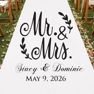 Custom Mr And Mrs Personalized Aisle Runner Wedding - ENTR/MAE311-M - Plain White Aisle Runner