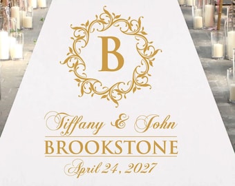 Oversized Monogram Wedding Aisle Runner, Black and White Wedding Decor, Elegant Wedding, Formal Wedding, Wedding Ceremony,  Single 23