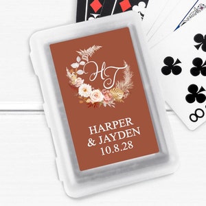 10 pcs Fall Wreath Personalized Playing Cards, Fall Wedding Playing Cards Party Favors MAE212