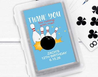 Kids Birthday Favors, Set of 10, Thank You for Rolling with Me Bowling Personalized Playing Cards Favors, Playing Cards Party Favors MAE235