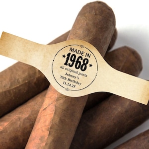 15 pcs   Made in All Original Parts Adult Birthday Personalized Cigar Stickers | Birthday Personalized Stickers Only | MAE198-S