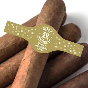 15 pcs   Fiftieth 50th Birthday Personalized Cigar Stickers Favors Personalized Birthday Favors - MAE211/BLND/JOSEF - Adult Party Favors