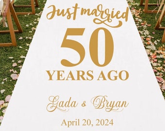 Custom Personalized Just Married Anniversary Wedding Aisle Runner MAE30-Z2, Personalized Plain White Wedding Aisle Runner