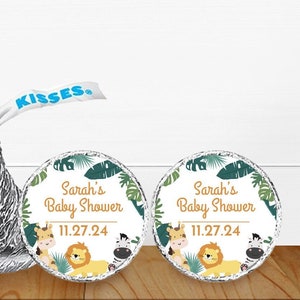 106 pcs Baby Jungle Safari Personalized Hershey Kisses Labels, Safari Baby Shower Labels Favors  MAE95