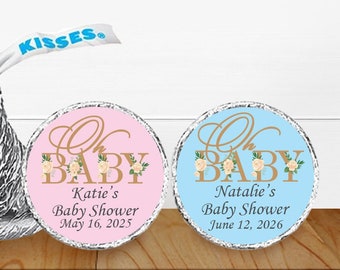 106 pcs Oh Baby Baby Shower Personalized Hershey's Kisses Labels Oh Baby Shower Labels for Hersheys Kisses  MAE3