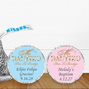 106 pcs  Mi Bautizo Baptism Personalized Hershey's Kisses Labels, Mi Bautizo Personalized Labels  MAE8123