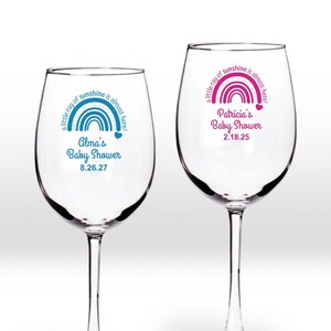 24 pcs  A Little Ray of Sunshine is Almost Here Baby Shower Personalized Wine Glass with Stem Favors Baby Favor, MAE89 Shower Favors
