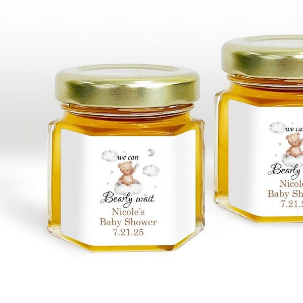 Set of 12 We Can Bearly Wait Personalized Mini Honey Jar, Affordable Baby Shower Favors MAE105