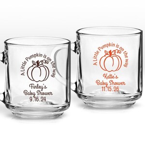 24 pcs  A Little Pumpkin Is On The Way Fall Baby Shower Personalized Clear Coffee Mugs Glass Favors Baby  Favors MAE123 Baby Shower Favors