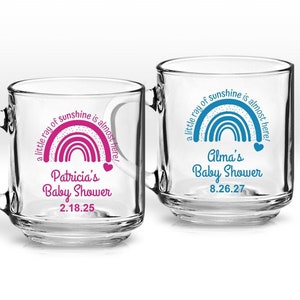 24 pcs A Little Ray of Sunshine is Almost Here Baby Shower Personalized Clear Coffee Mugs Glass Favors Baby Favor MAE89 Shower Glass Favors