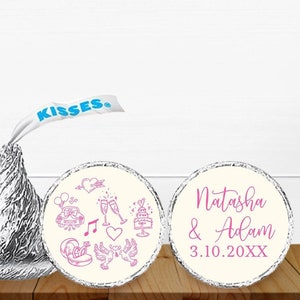 Wedding Labels, 106 pcs Wedding Doodle Drawing Icons Personalized Hershey&#39;s Kisses Labels - Wedding Personalized Stickers Labels MAE04