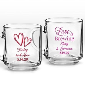 24 pcs  Wedding Style Personalized Glass Coffee Mug Favors Coffee Party Favors, MAE68, Wedding Coffee Mug Favor