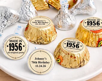 Personalized Birthday Hershey Kiss or Reese Stickers: Labels Only Adult Birthday Favors , Set of 106