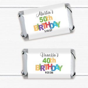 Birthday Party Favors, Set of 40, Birthday Personalized Hershey's Minis Chocolate Favors, Adult Birthday Personalized Edible Favors MAE150