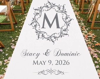 Custom Love Initial Personalized Aisle Runner - Wedding Aisle Runner - MAE12/ENT Plain White Aisle Runner