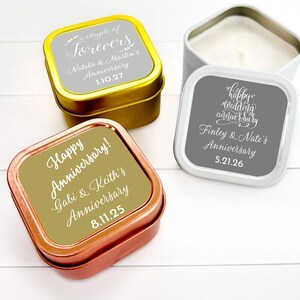 12 pcs  Anniversary Personalized Square Travel Candle Favors Personalized Wedding Anniversary Favors MAE71 Anniversary Favors
