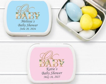 12 pcs  Oh Baby Baby Shower Personalized Mint Tin Container - Baby Shower Mint Tins Container MAE3-J Empty Container