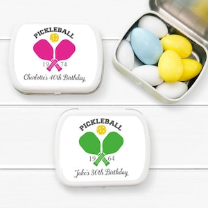 Pickleball Party Favors, Set of 12, Pickleball Personalized Empty Mint Tin Favors, Candy Tins Party Favors MAE144