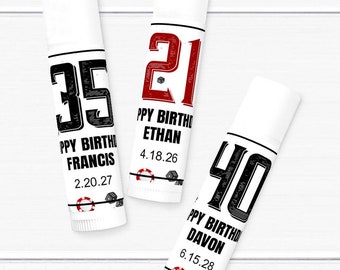 Adult Birthday Party Favors, Set of 12, Vegas Birthday Personalized Tube Lip Balm, Lip Balm Party Favors MAE294