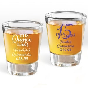 24 pcs Quince Años Personalized Tapered Shot Glass Glasses - Quinceañera  Party Gifts MAE65 Quinceañera Party Favors