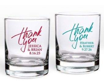 24 pcs Thank You Personalized  Votive Shot Glass Party Favors, Gratitude Thank You Wedding Bridal Shower Birthday Party Favors MAE131