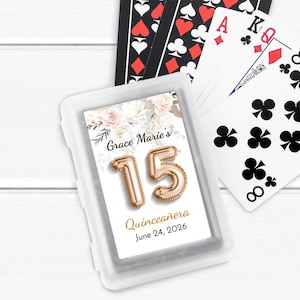 Quinceanera Favors, Set of 10, Quinceanera 15th Birthday Personalized Playing Cards Favors, Playing Cards Party Favors MAE149
