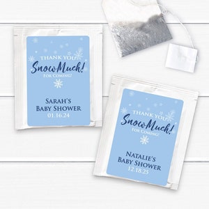30 pcs  Snow Much Baby Shower Personalized Tea Bag Favors - Tea Bag Baby Shower Party Favors - Baby Shower Favors - MAE104-W