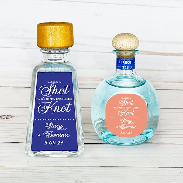 16 PIECES  Take a Shot we're Tying The Knot Personalized for Don Julio or 1800 Silver Tequila Party Favor Stickers | Bottles are Excluded