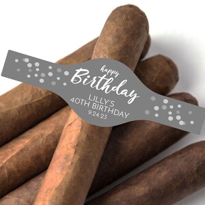 15 PIECES Custom Happy Birthday Personalized Cigar Stickers - Stickers Only - MAE129-i - Cigar Stickers Favors - Birthday Party