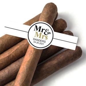 15 PIECES  Mr and Mrs Personalized Cigar Stickers , Affordable Personalized Cigar Bands Labels Stickers MAE73H-S