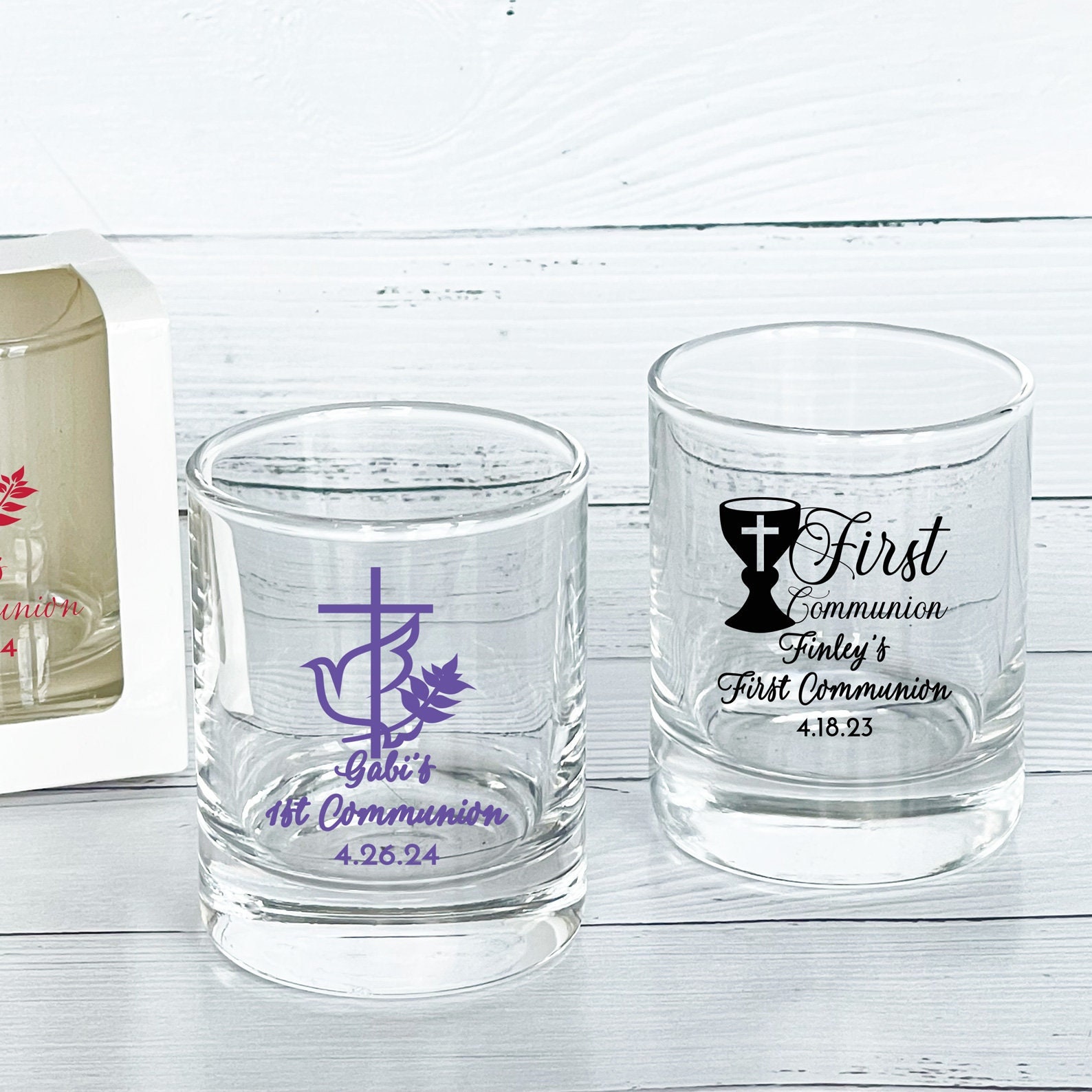 24 Pcs First Communion Personalized Votive Shot Glass Favors - MAE75 ...