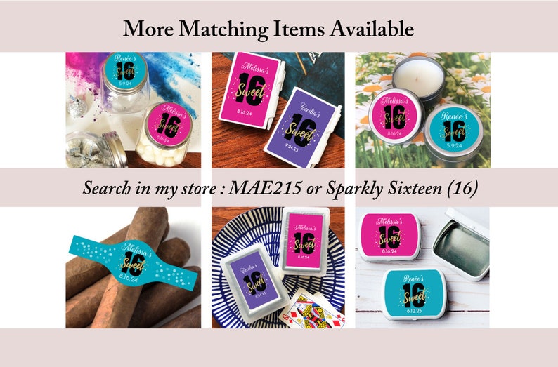 Sweet 16 Labels, 24 Pcs Sweet 16 Personalized Birthday Labels - Sweet
