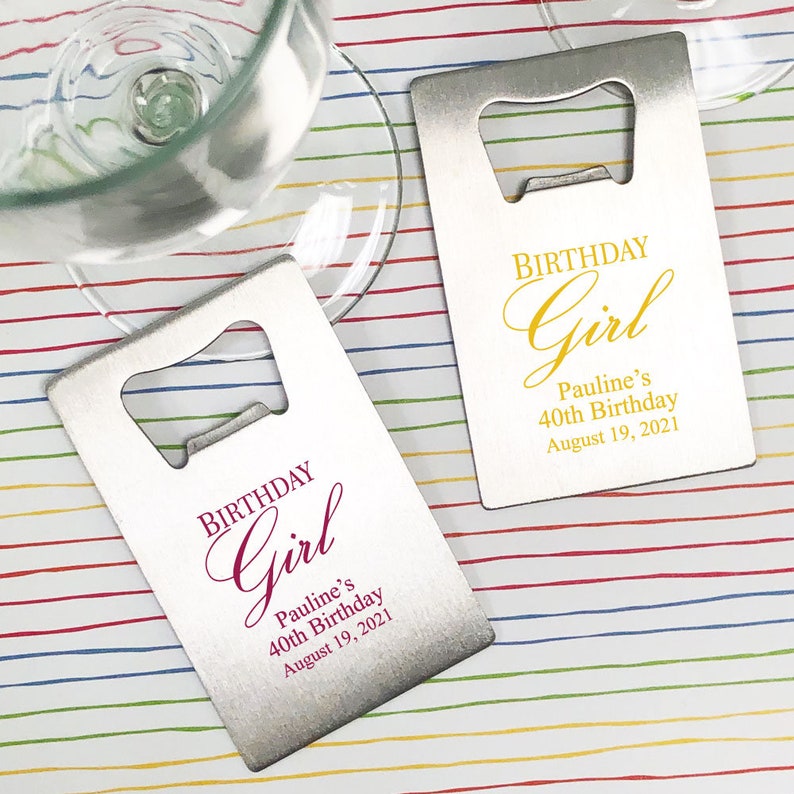 Party Favors 24 pcs Wedding Favors Birthday Girl Personalized Credit Card Shaped Bottle Opener MAE23P