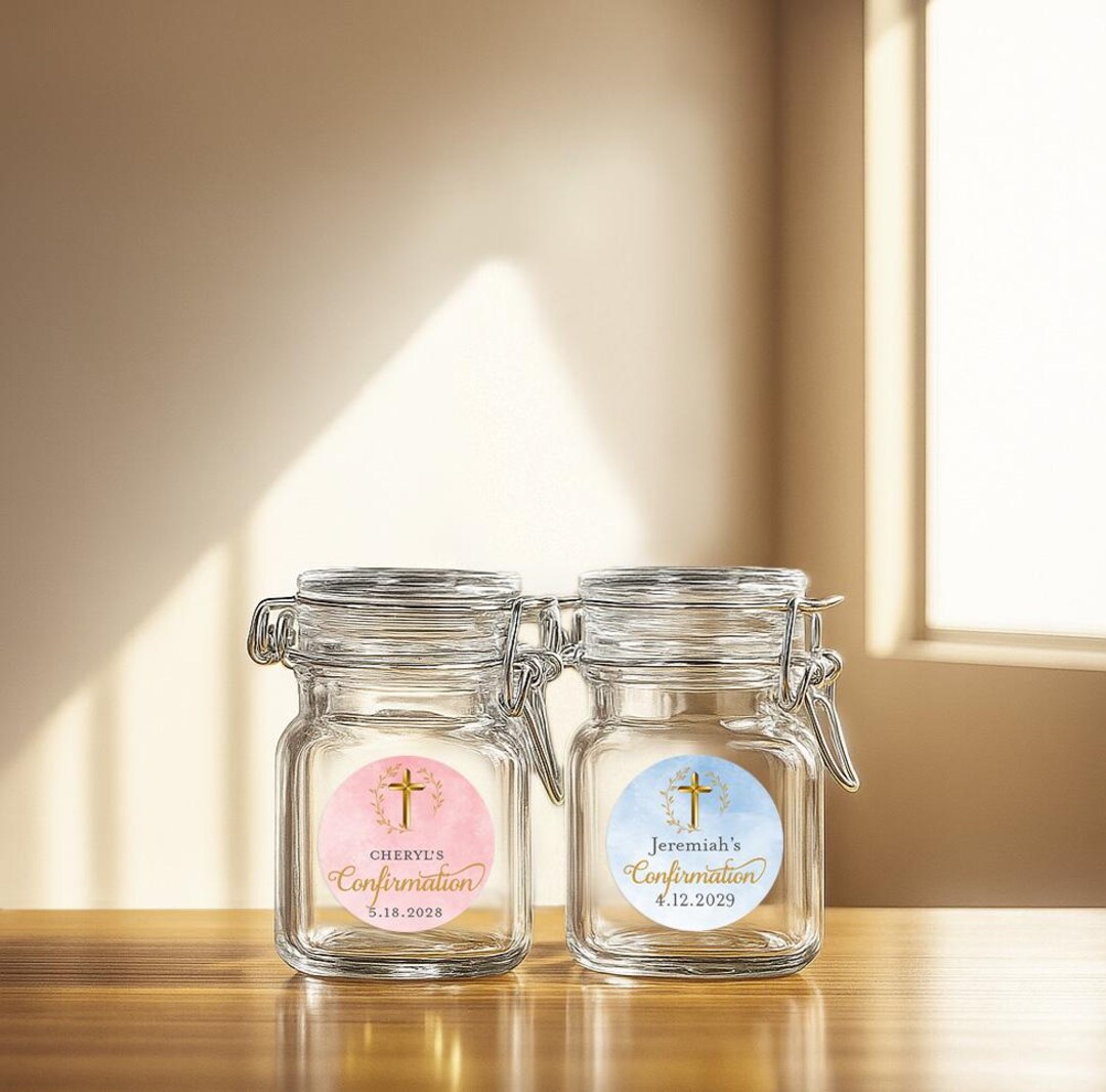 Confirmation Toy Confirmation Favors, 12 Pcs Confirmation Personalized Square Glass Jar ...