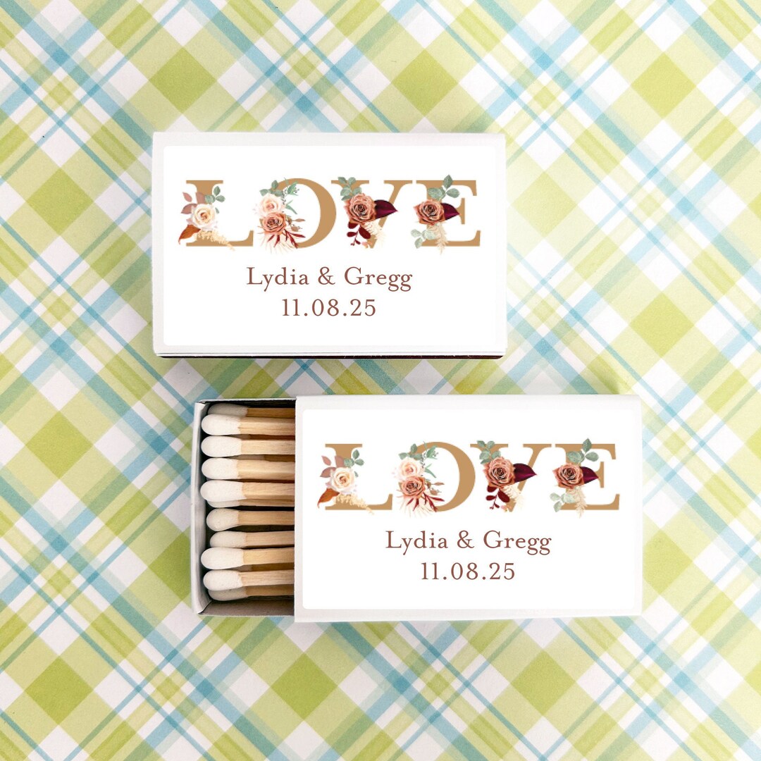 Falling Matches Fall Wedding BULK Matches Set of 50, Fall LOVE Personalized Matches ...