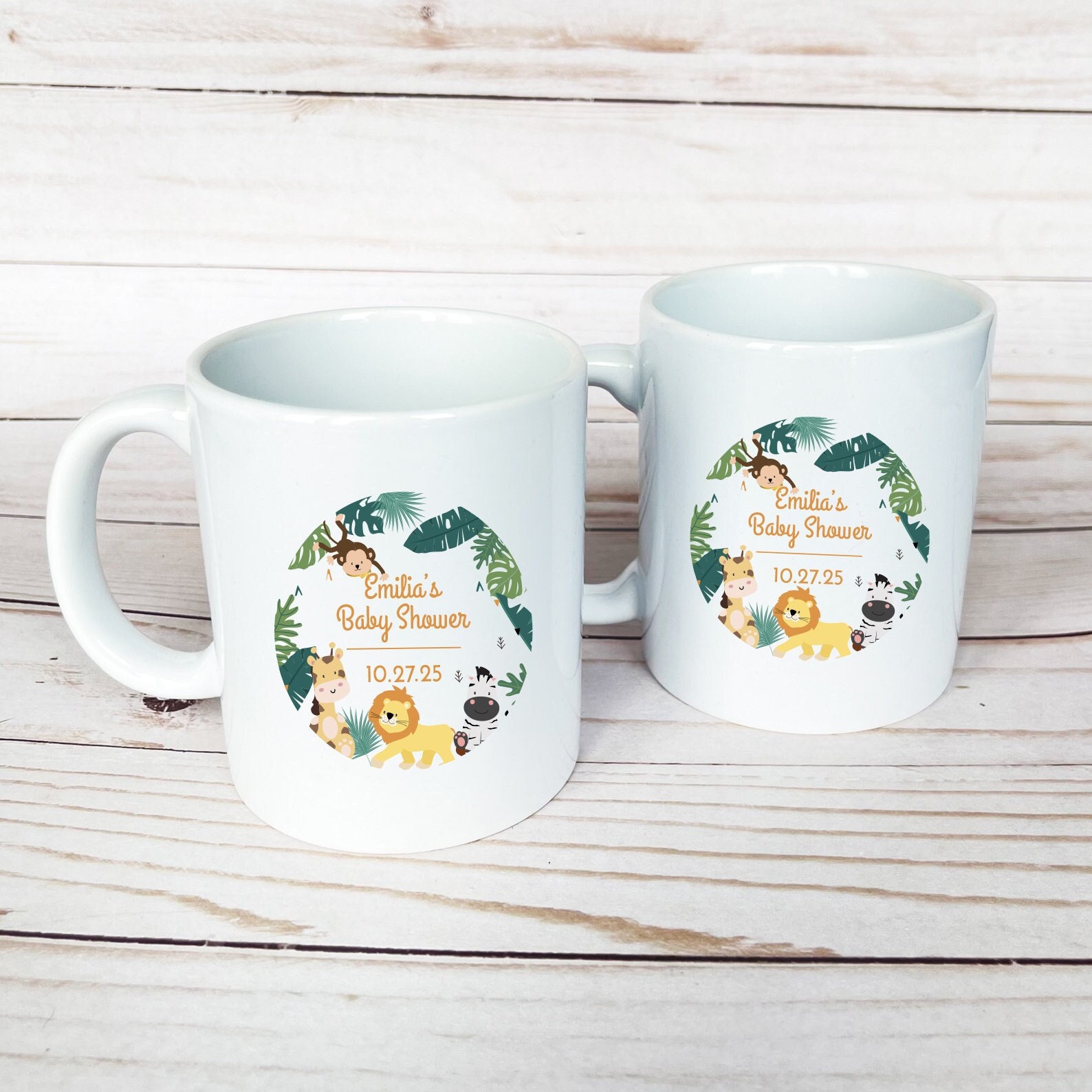 12 Pcs Safari Personalized Coffee Mug Favors - Safari Ceramic