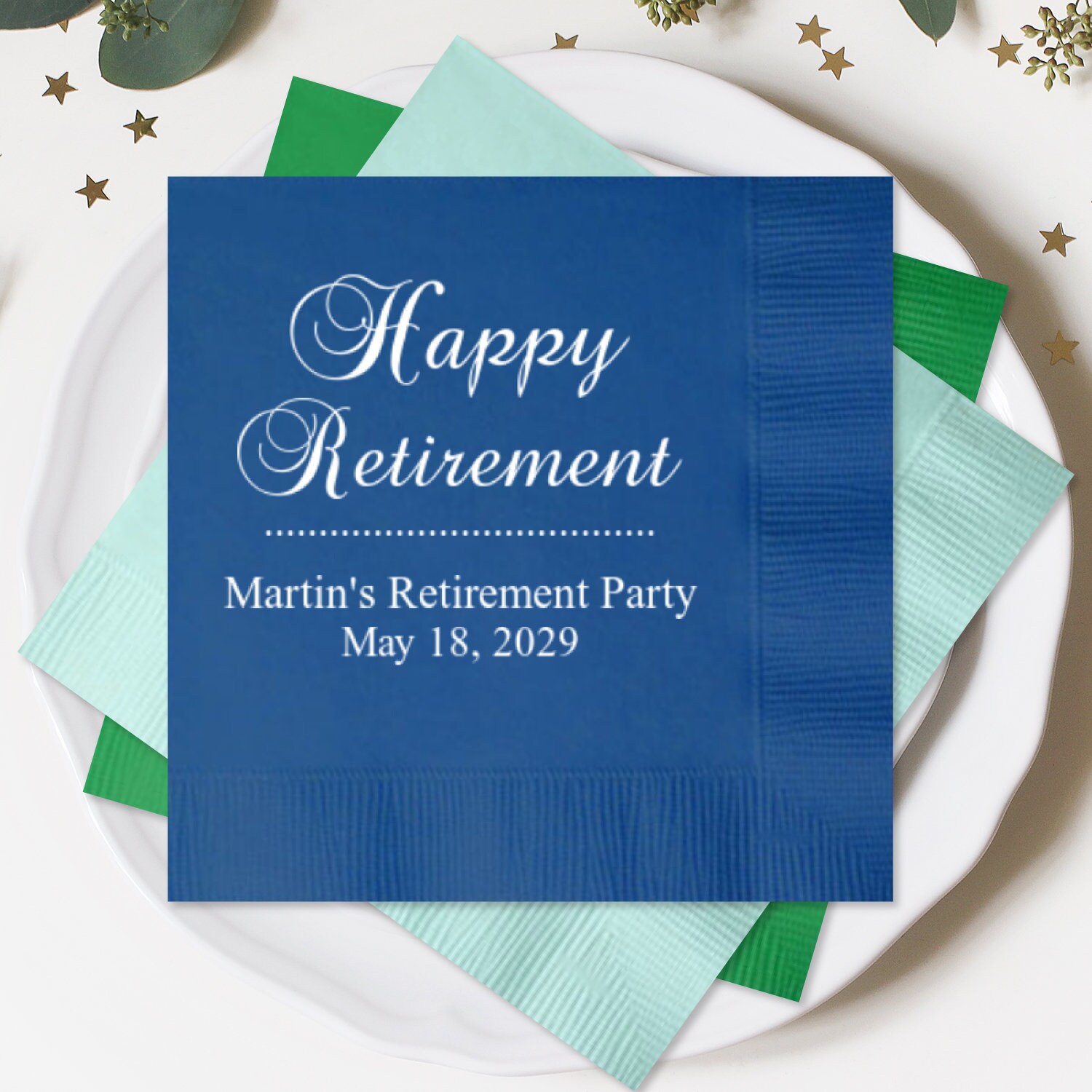 100 pcs Personalized Napkins Happy Retirement Design Etsy